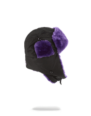 BLACK 3M PURPLE FUR AVIATOR HAT