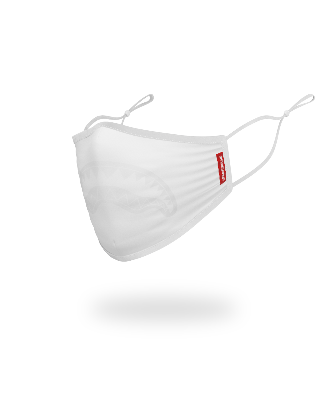 ADULT WHITE ON WHITE SHARK FORM-FITTING FACE MASK