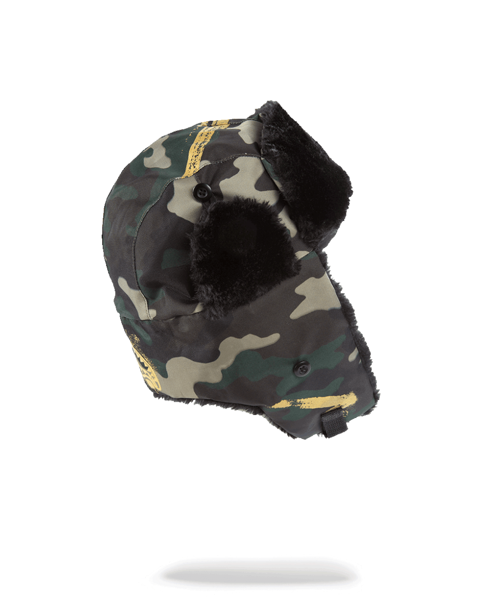 GOLD STENCIL CAMO AVIATOR HAT