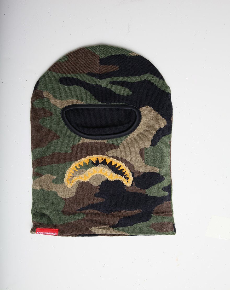 GOLD KNIT SHARK MOUTH SKI MASK