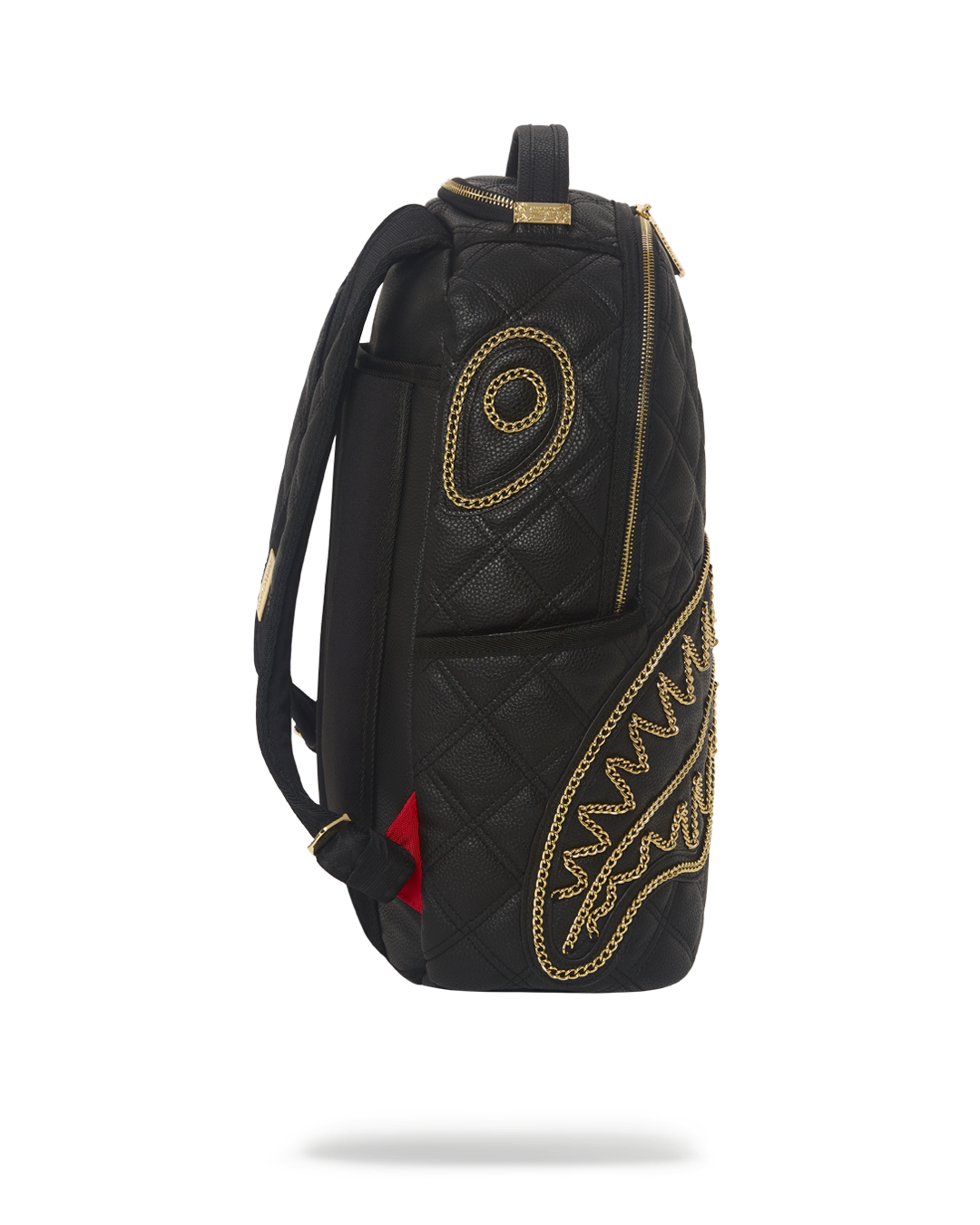 NOIR QUILT GOLD CHAIN SHARK BACKPACK (DLXV)