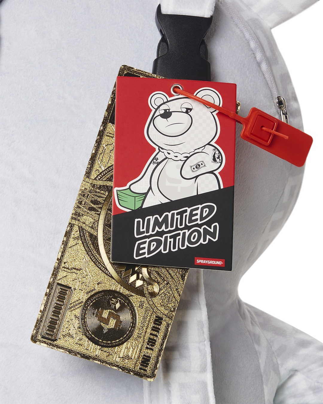 SPLIT THE CHECK (PEARL) MONEYBEAR TEDDYBEAR BACKPACK