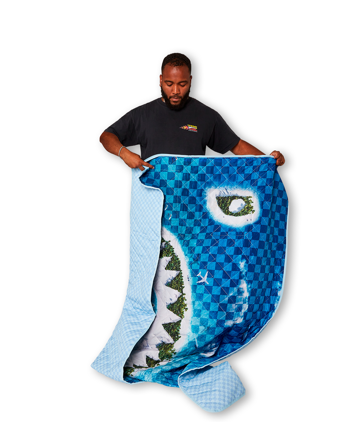 SHARK ISLAND PACKABLE BEACH MAT BLANKET WATER RESISTANT CONVERTIBLE TOTE