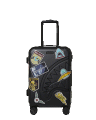 THE JOURNEY BEGINS SHARKITECTURE CARRY-ON LUGGAGE BLACK WITH EXTRA STICKERS