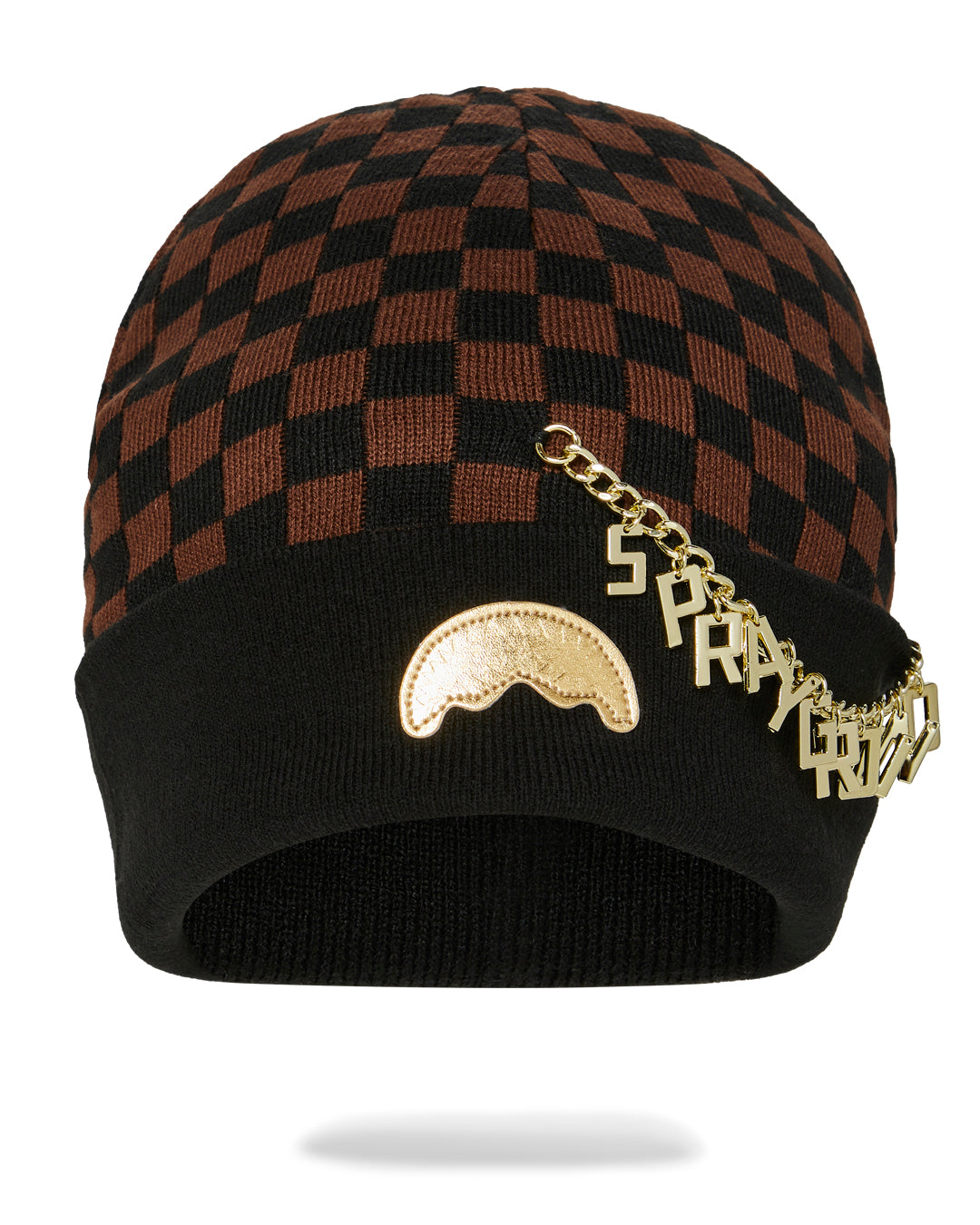 GOLD CHAIN CHECK BEANIE