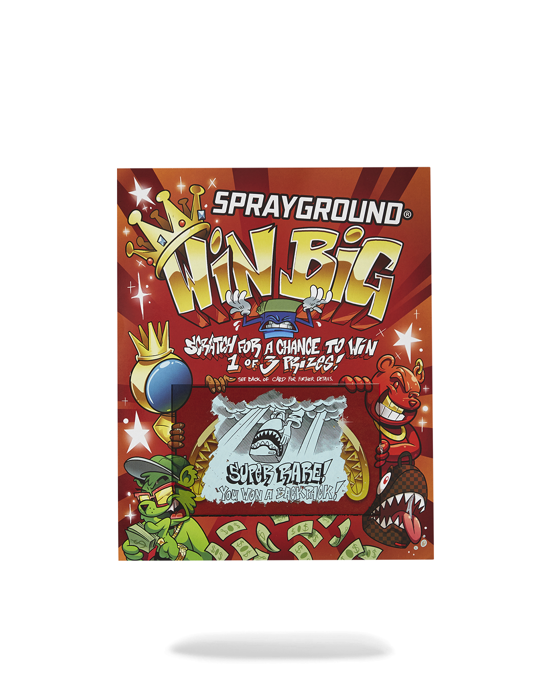 SPRAYGROUND SCRATCH OFF PLAYING CARD - WIN A BACKPACK, MONEYBEAR OR LUGGAGE!