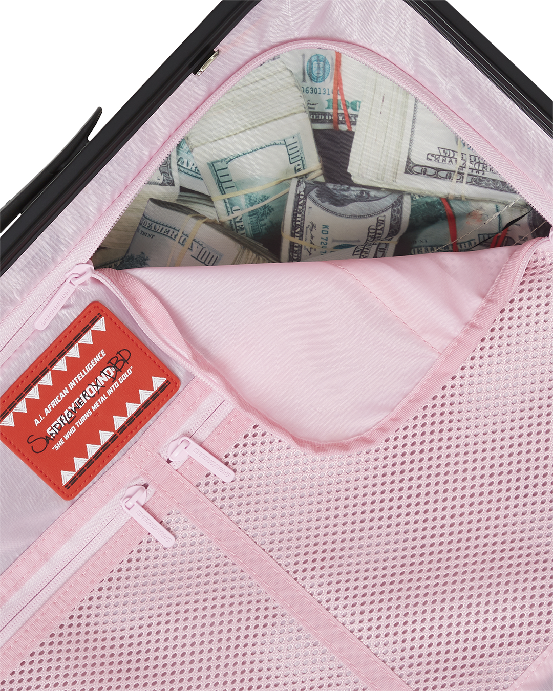 A.I. AFRICAN INTELLIGENCE ELEGANT ENERGY SHARKITECTURE CARRY-ON LUGGAGE - SANDFLOWER COLLAB